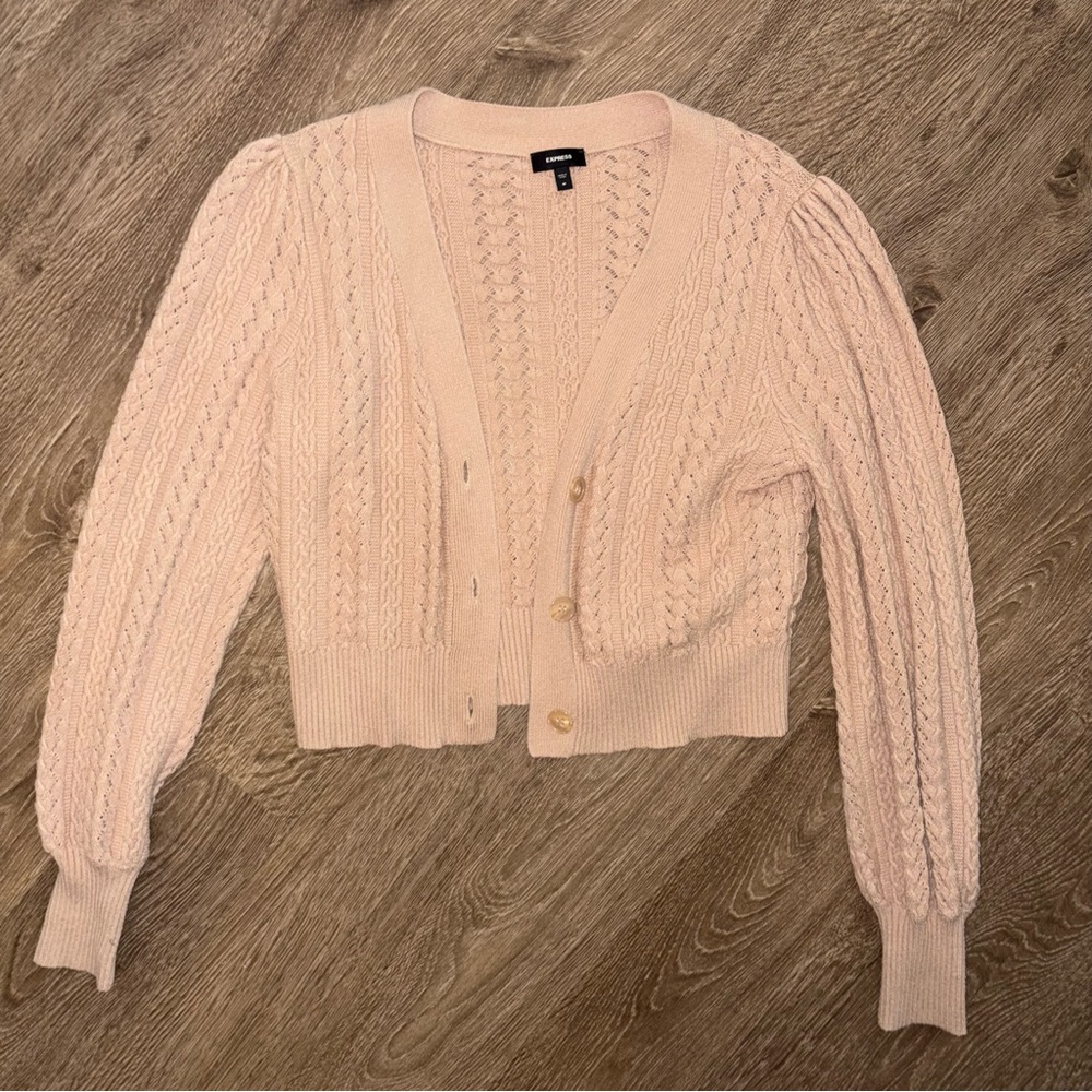 Express Tan Cable Knit Cardigan